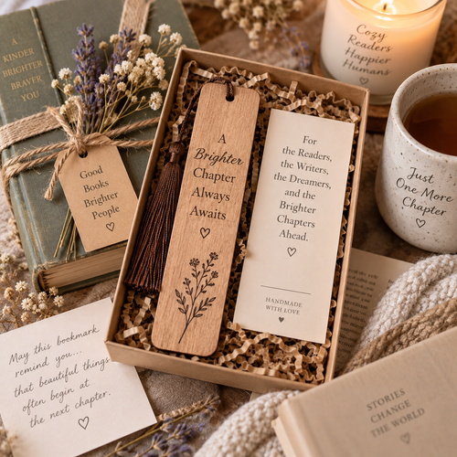 Personalized Wooden Bookmark – Handmade Engraved Book Lover Gift for Readers & Writers