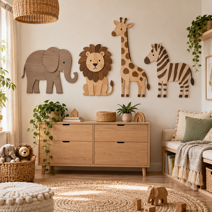 Wooden Animal Wall Art – Handmade Nature Inspired Nursery & Home Decor Decoration