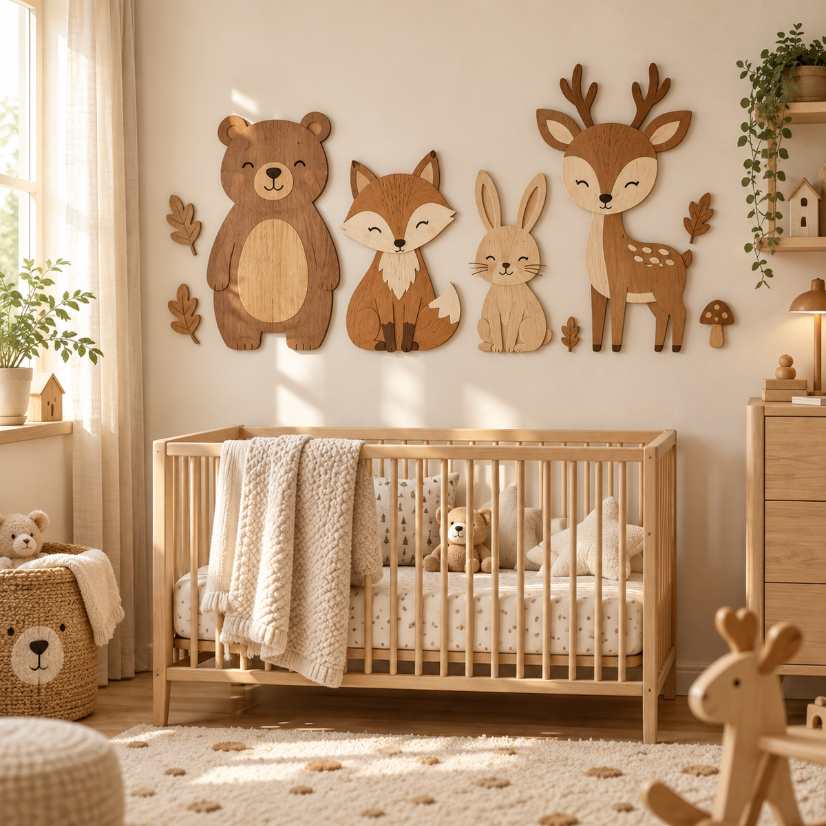 Wooden Animal Wall Art – Handmade Nature Inspired Nursery & Home Decor Decoration