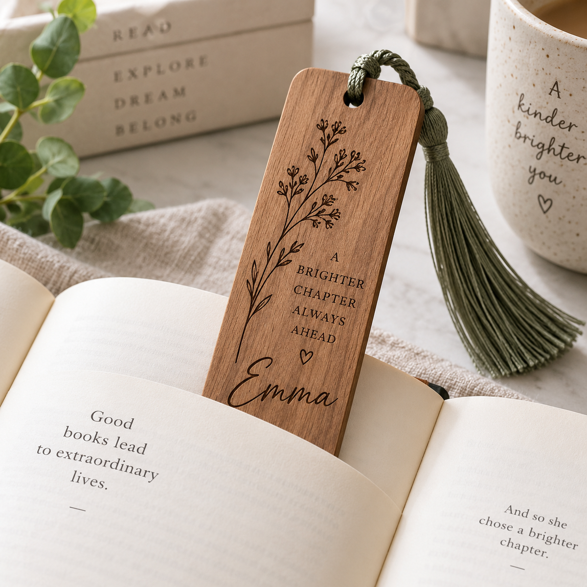 Personalized Wooden Bookmark – Handmade Engraved Book Lover Gift for Readers & Writers