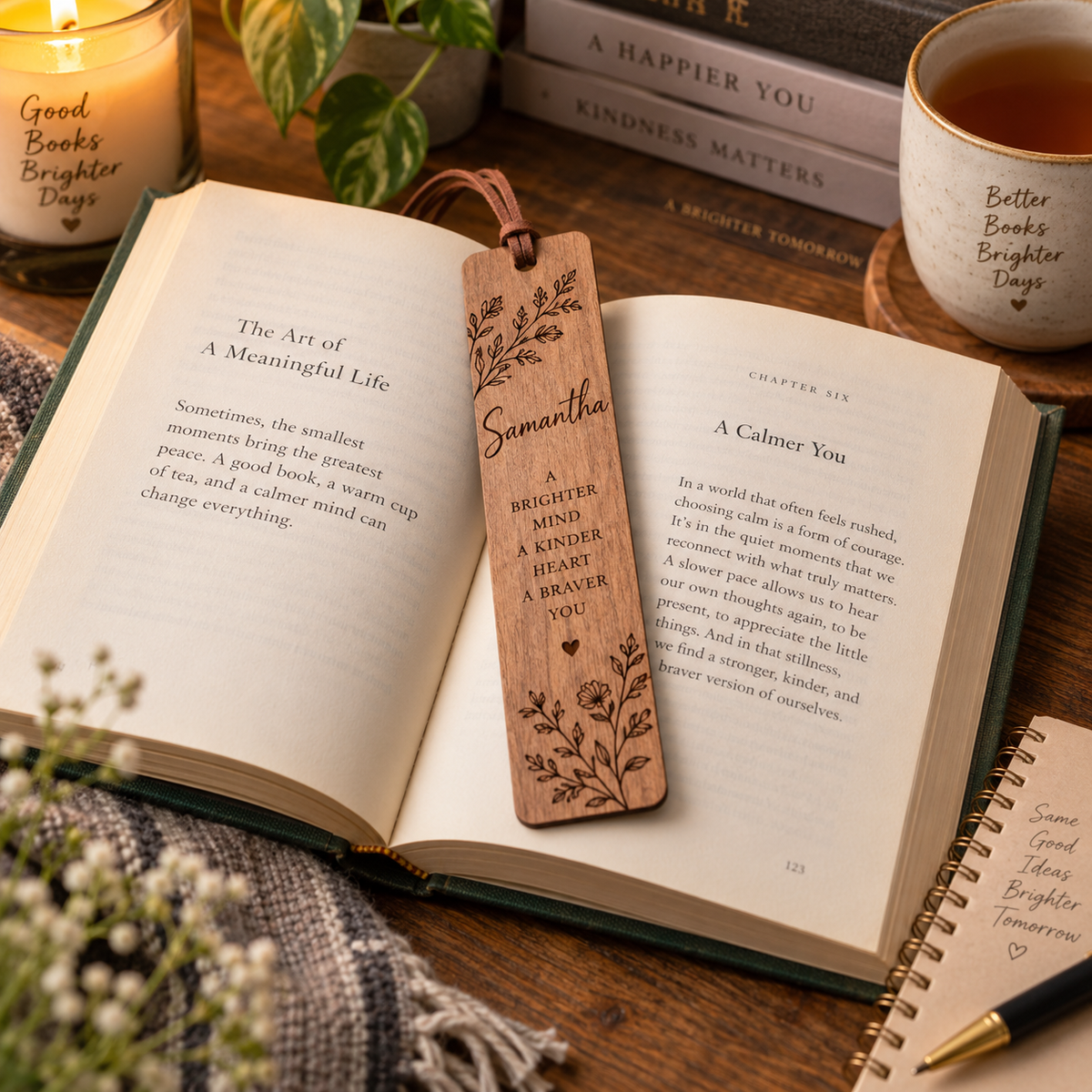Personalized Wooden Bookmark – Handmade Engraved Book Lover Gift for Readers & Writers